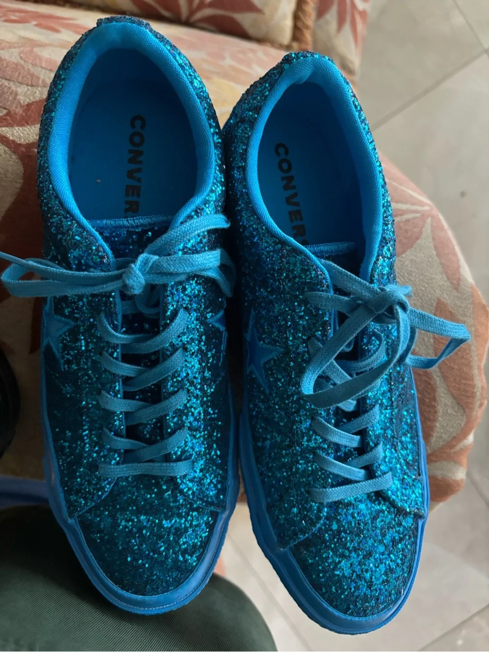 Converse Kids Glitter Lace-Up Sneakers - Black & Blue Teal